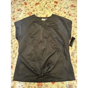 NEW Kim Rogers Drapey Knot Front Top Black Size Small